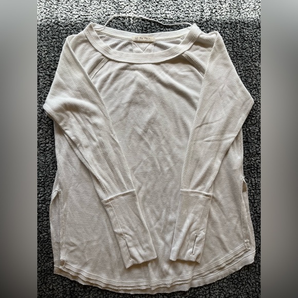 NWOT Free People Staycation Thermal Top, White - L - Picture 2 of 3